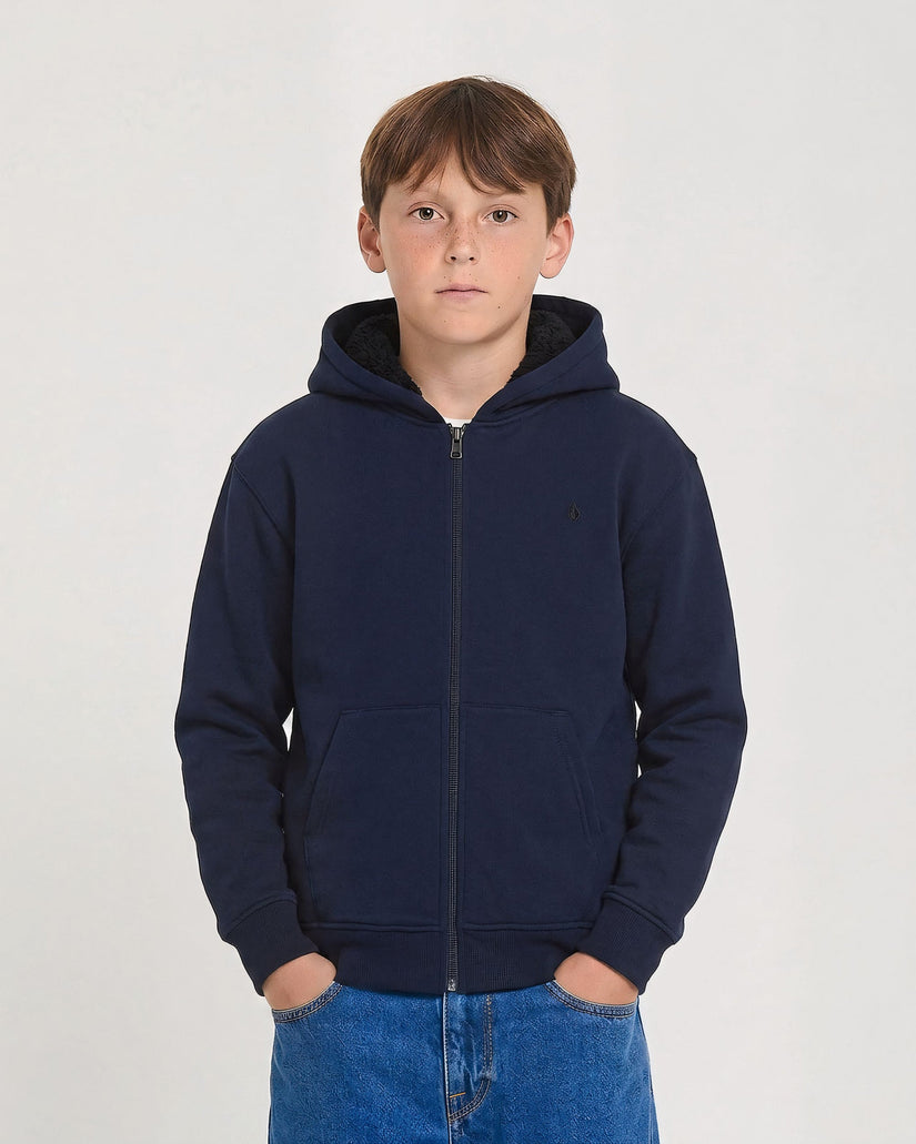 Single Stone Lined Zip Hoodie - Marine - (KIDS)