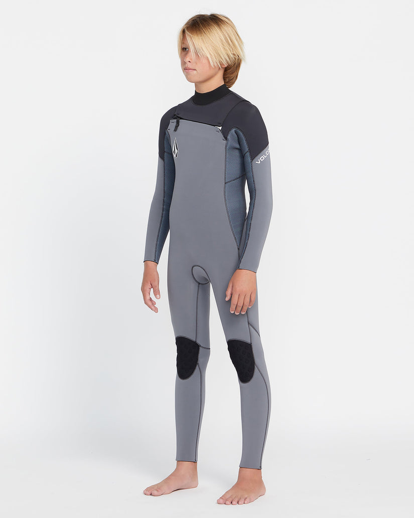3/2Mm Long Sleeve Chest Zip Full Wetsuit - Charcoal - (KIDS)