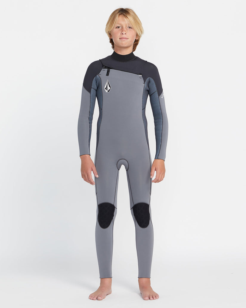 3/2Mm Long Sleeve Chest Zip Full Wetsuit - Charcoal - (KIDS)