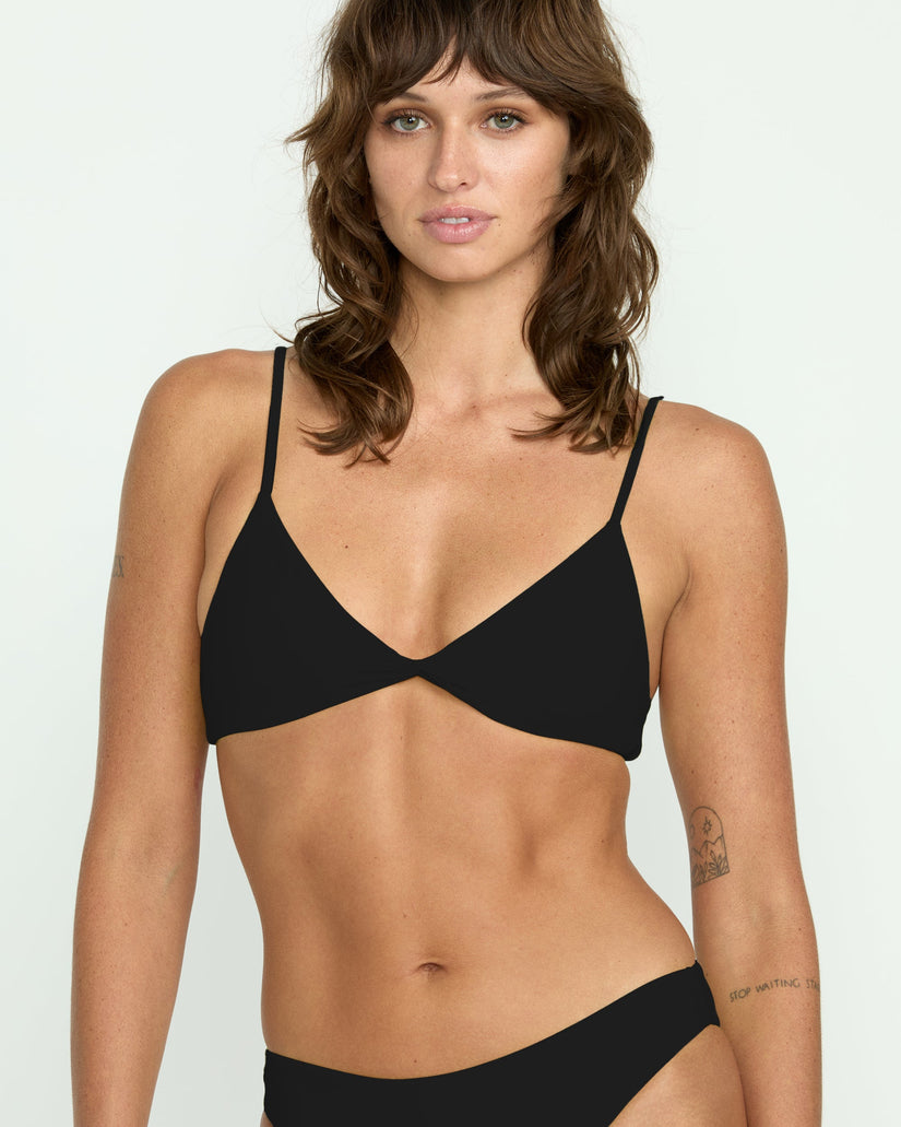 Simply Seamless V Neck Bikini Top - Black