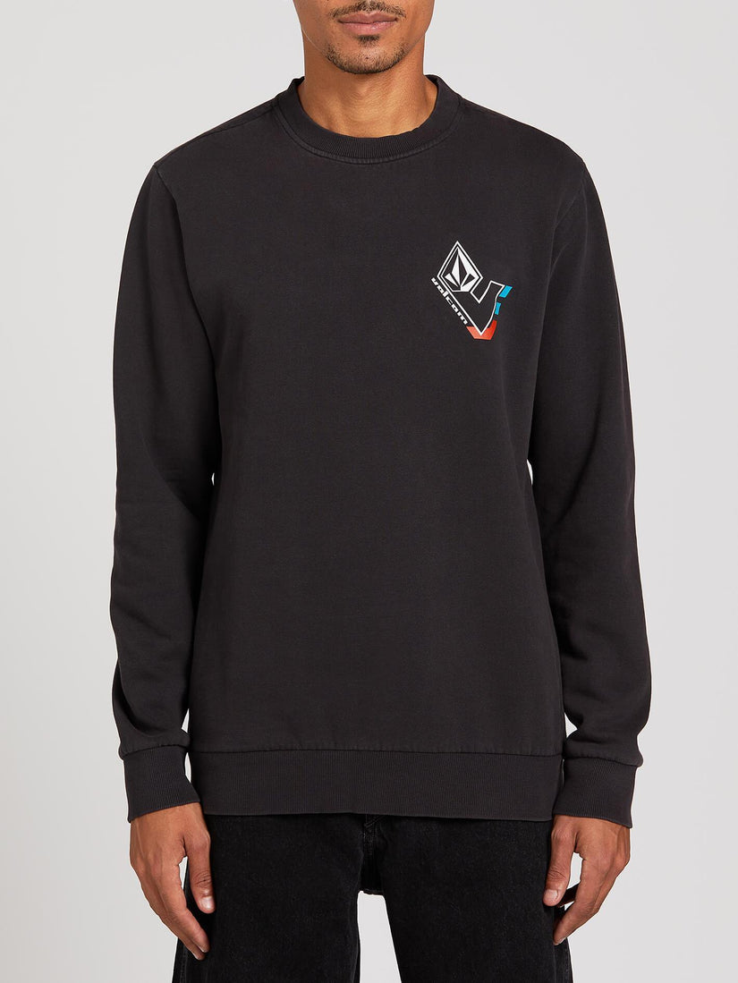 V-Line Washed Crew Fleee - Asphalt Black