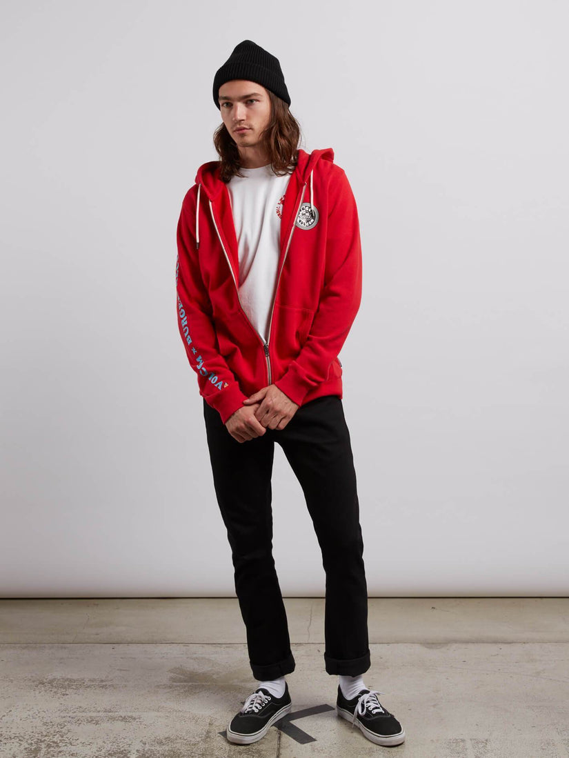 Burger X Volcom Zip Hoodie - True Red