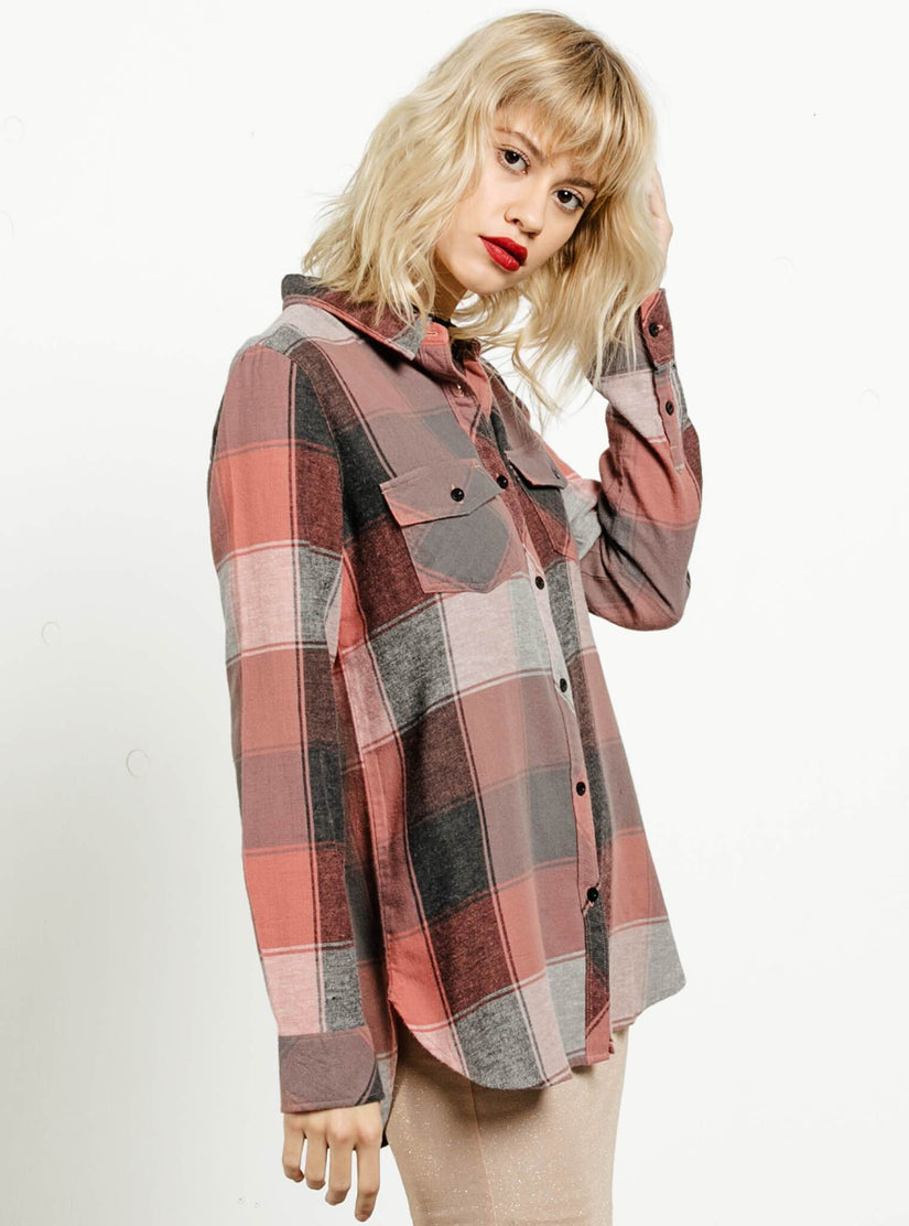Fly High Long Sleeve Flannel - Mauve